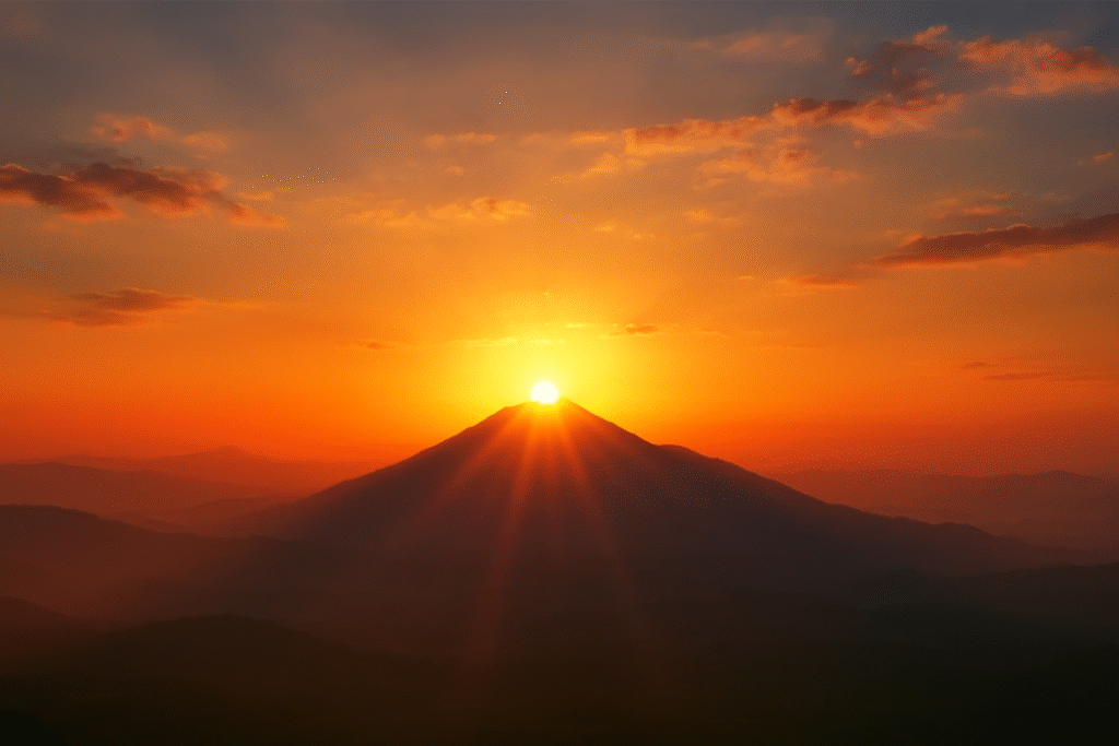 Golden Sunrise Over Mountain Peaks