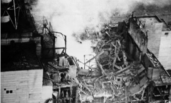 Chernobyl reactor 4 after explosion in 1986