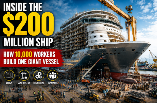 $200 million ship construction in shipyard aerial view