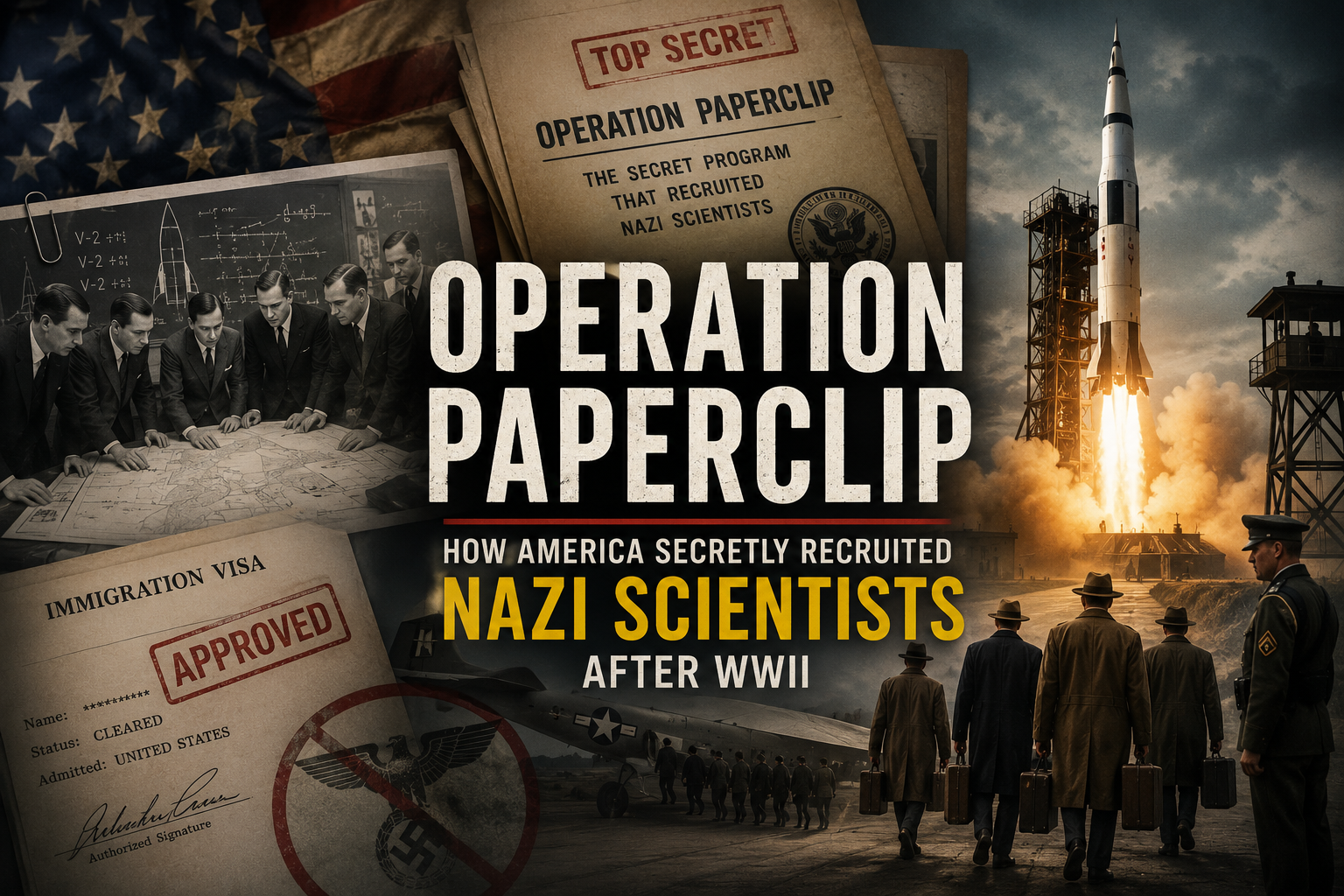 Operation Paperclip feature image showing America's secret recruitment of German scientists after World War II