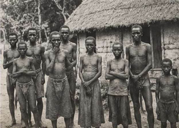 Congo Free State rubber extraction system terror village quotas Force Publique punishment hostages 1890s Leopold II
