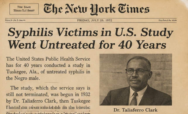 The Tuskegee Syphilis Study: 40 Years of Deliberate Medical Neglect That Destroyed Hundreds of Lives (1932–1972) 7 Tuskegee Syphilis Study health consequences untreated syphilis blindness cardiovascular disease neurosyphilis dementia 128 dead